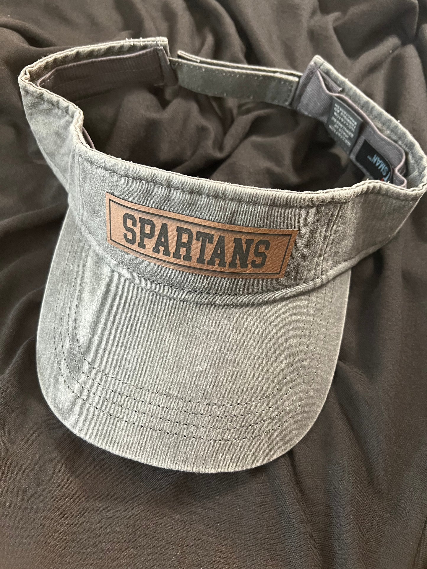 Spartans Grey Leather Patch Visor