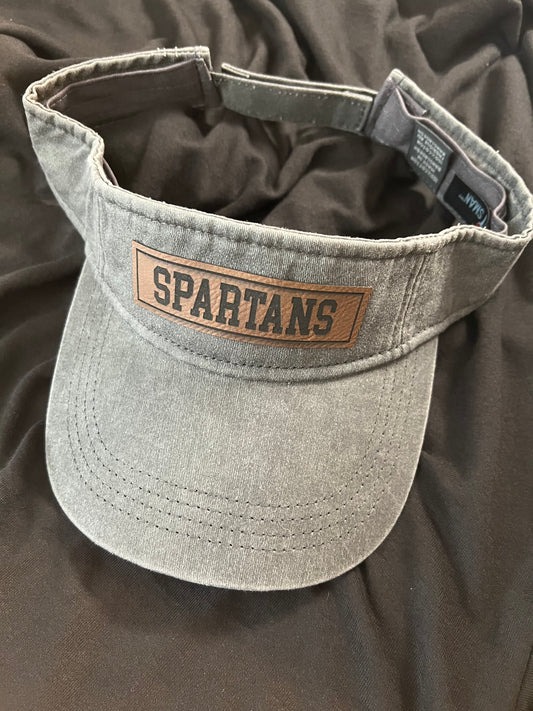 Spartans Grey Leather Patch  Visor