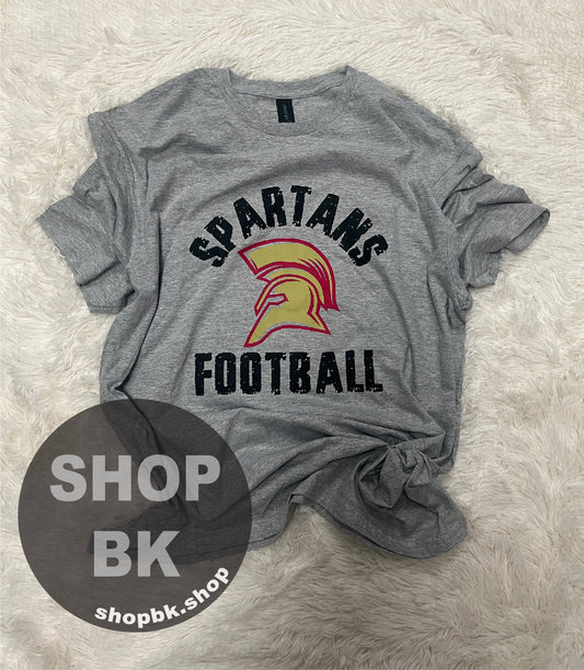 SPIRIT WEAR- Spartans Football with Logo- Light Grey